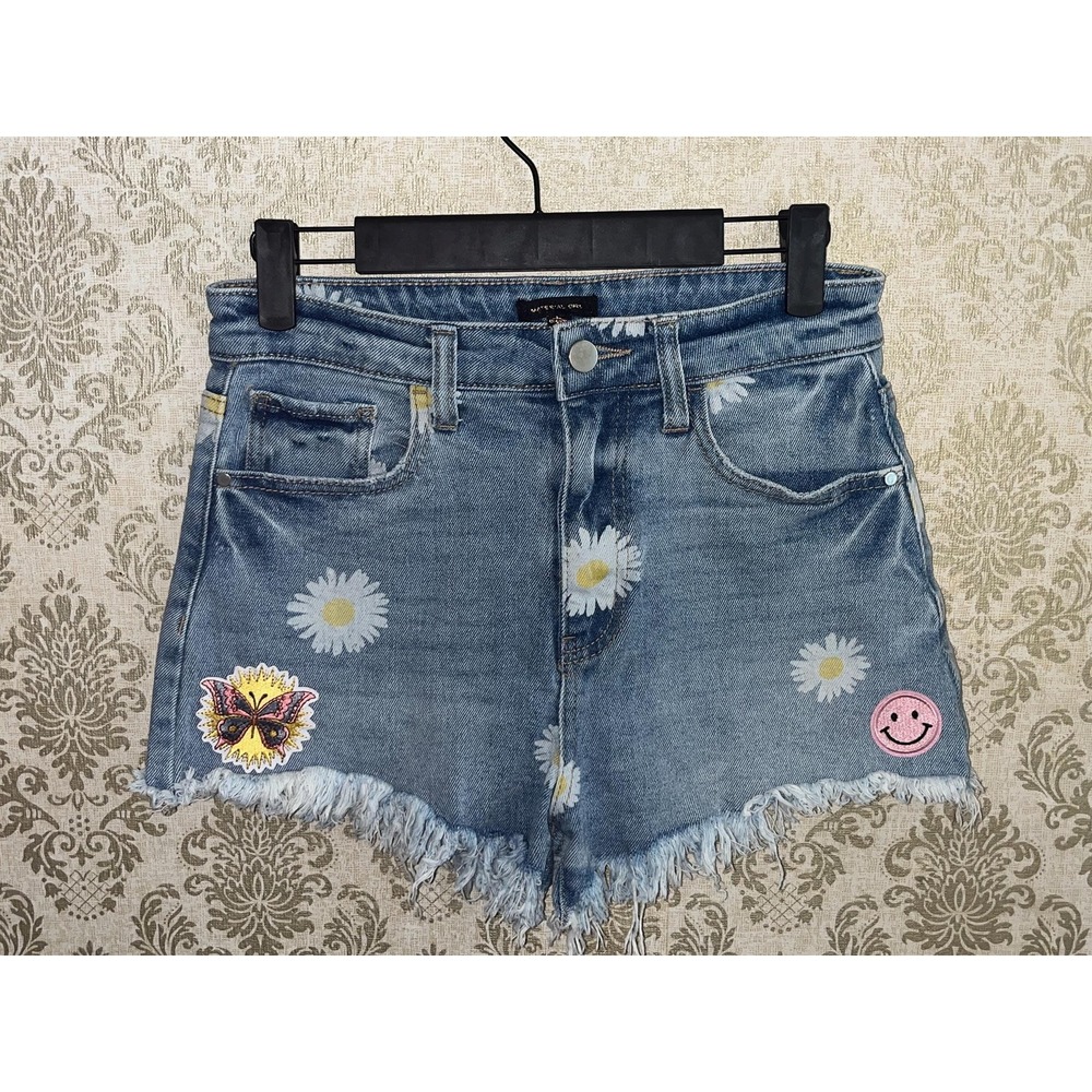 Material Girl Daisy Women's Shorts DIY Upcycled OOAK Sz. 5 Boho Fesival